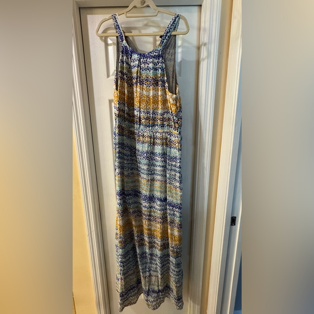 Ann Taylor Blue and Orange Polka Dot Dress